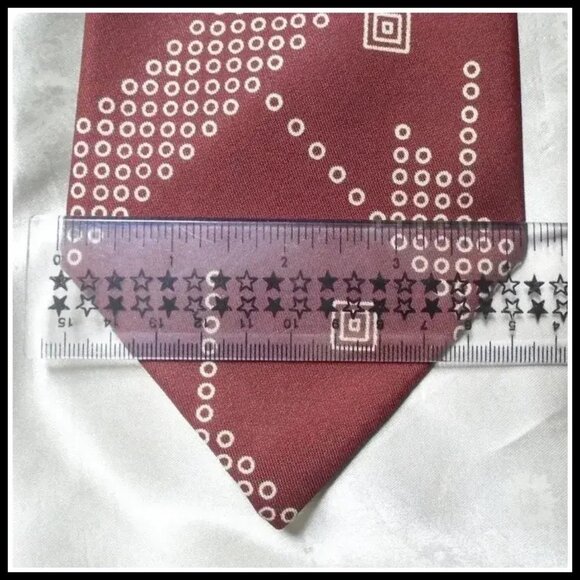 Vintage Brown Silk Wide Tie, Atomic Print Necktie - Picture 2 of 15